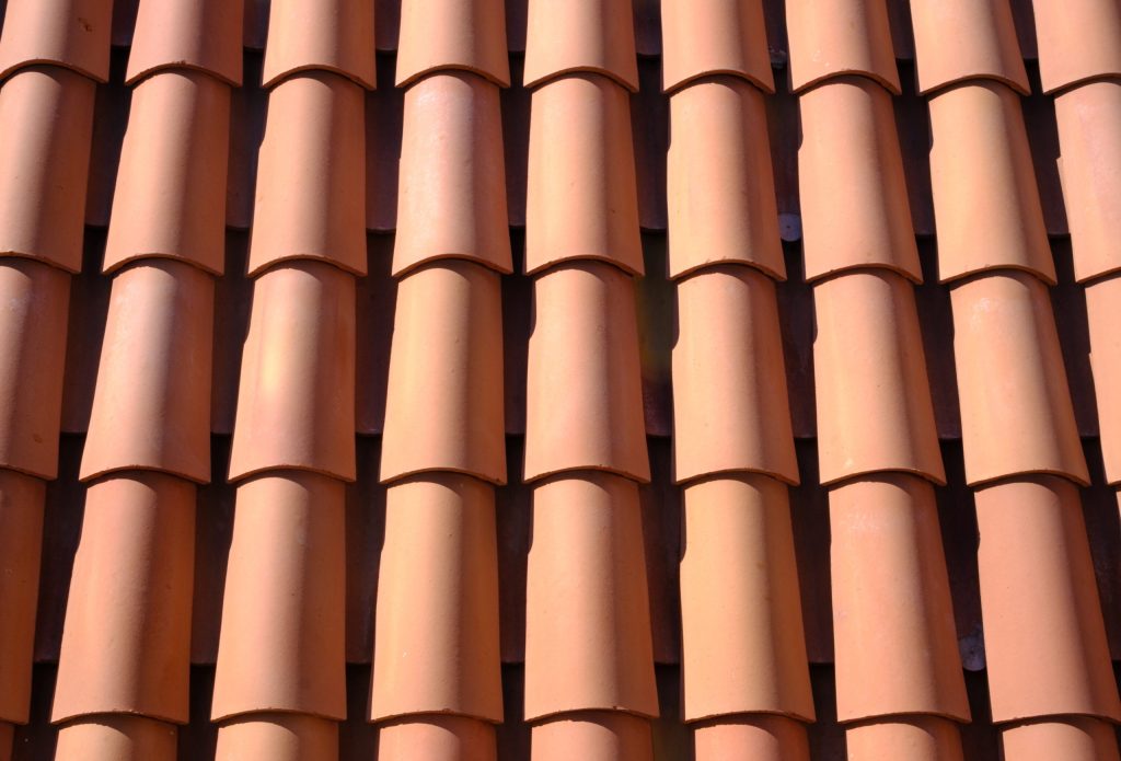 terracotta roof tiles in neat rows