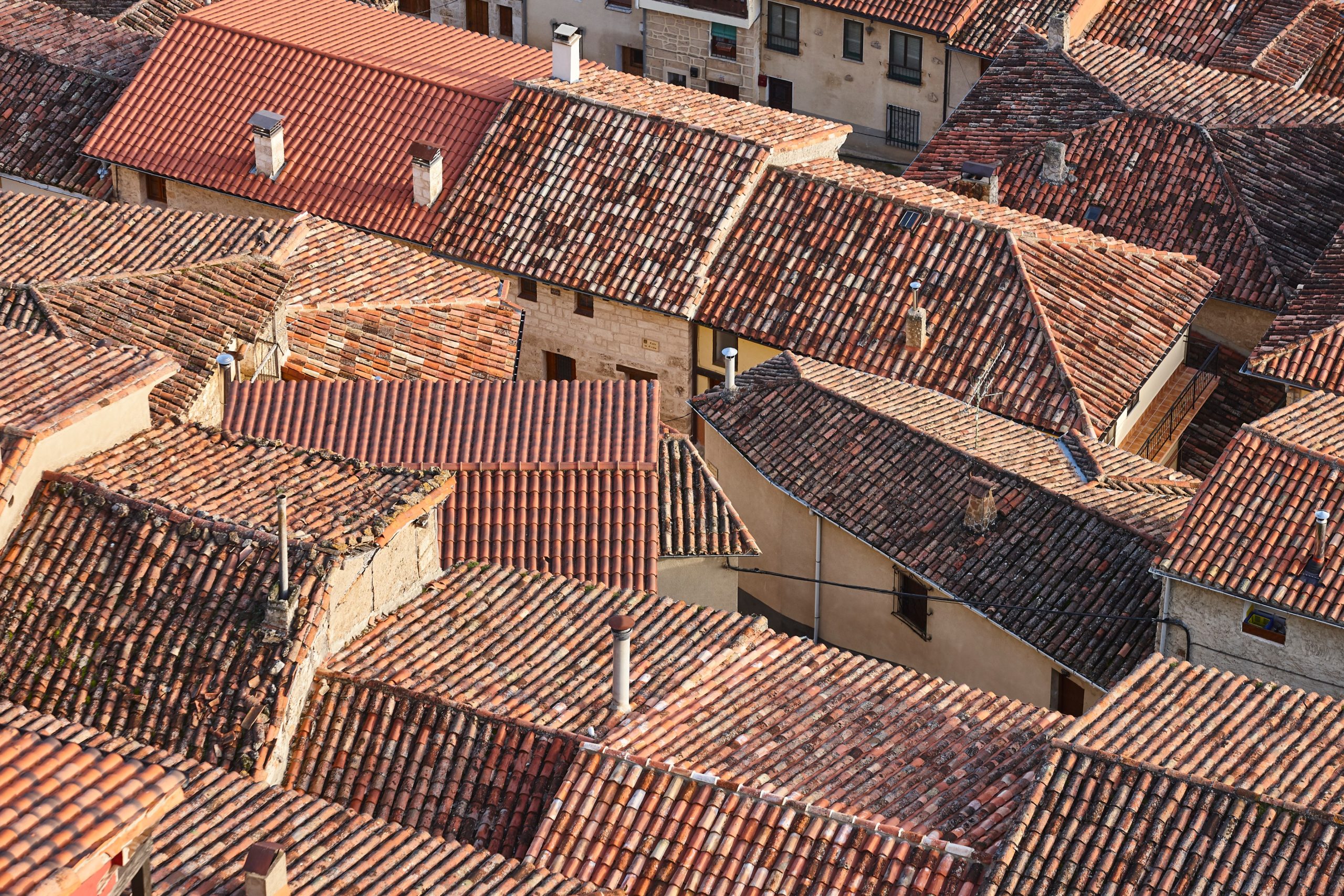 red clay tile roofs old town